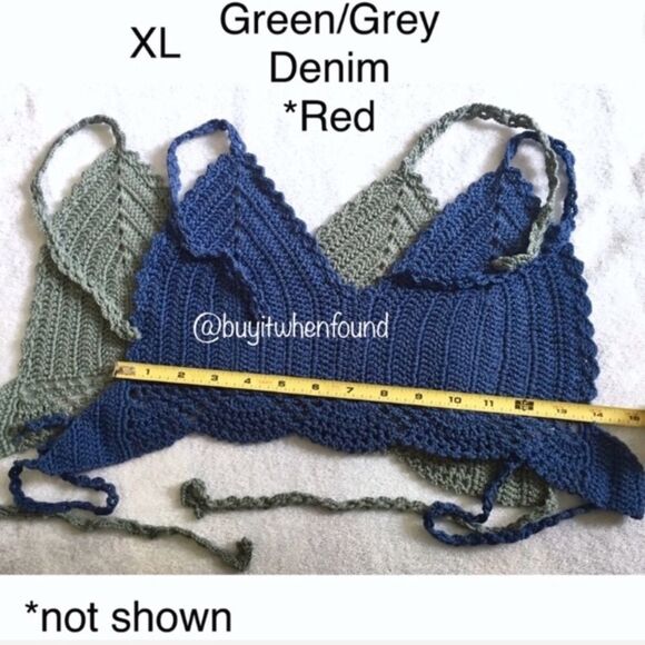 Knit Crochet Halter Crop Top or Crochet Halter Bikini Top Multiple Colors/Sizes - Picture 4 of 8
